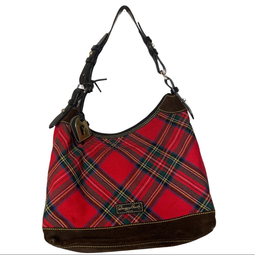 DOONEY & BOURKE RED TARTAN LARGE ERICA SHOULDER BAG